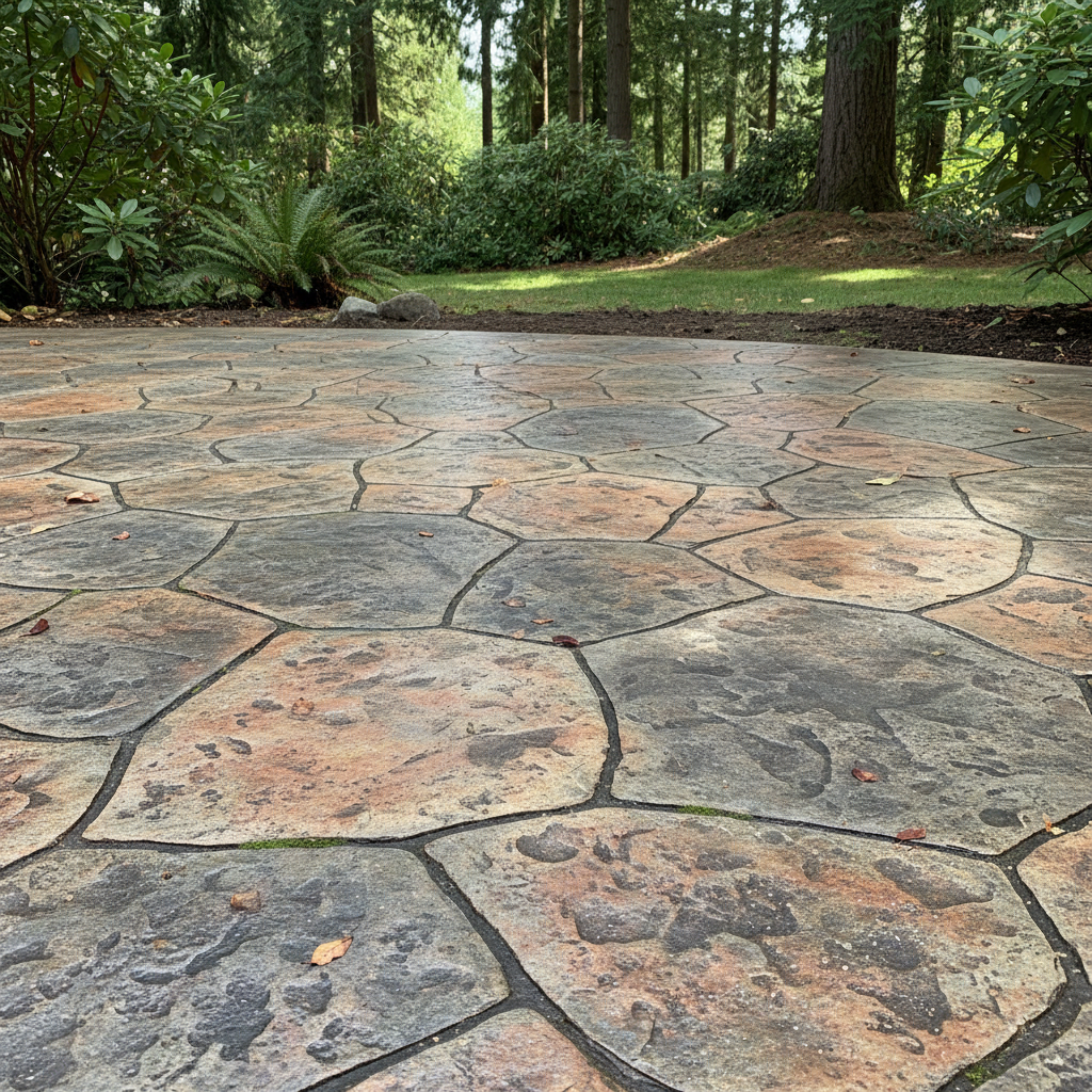 Completed decorative concrete work at a residential property in Bothell, WA