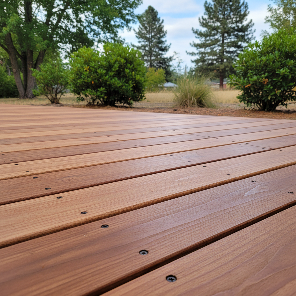 Completed wooden decks work at a residential property in Richland, WA