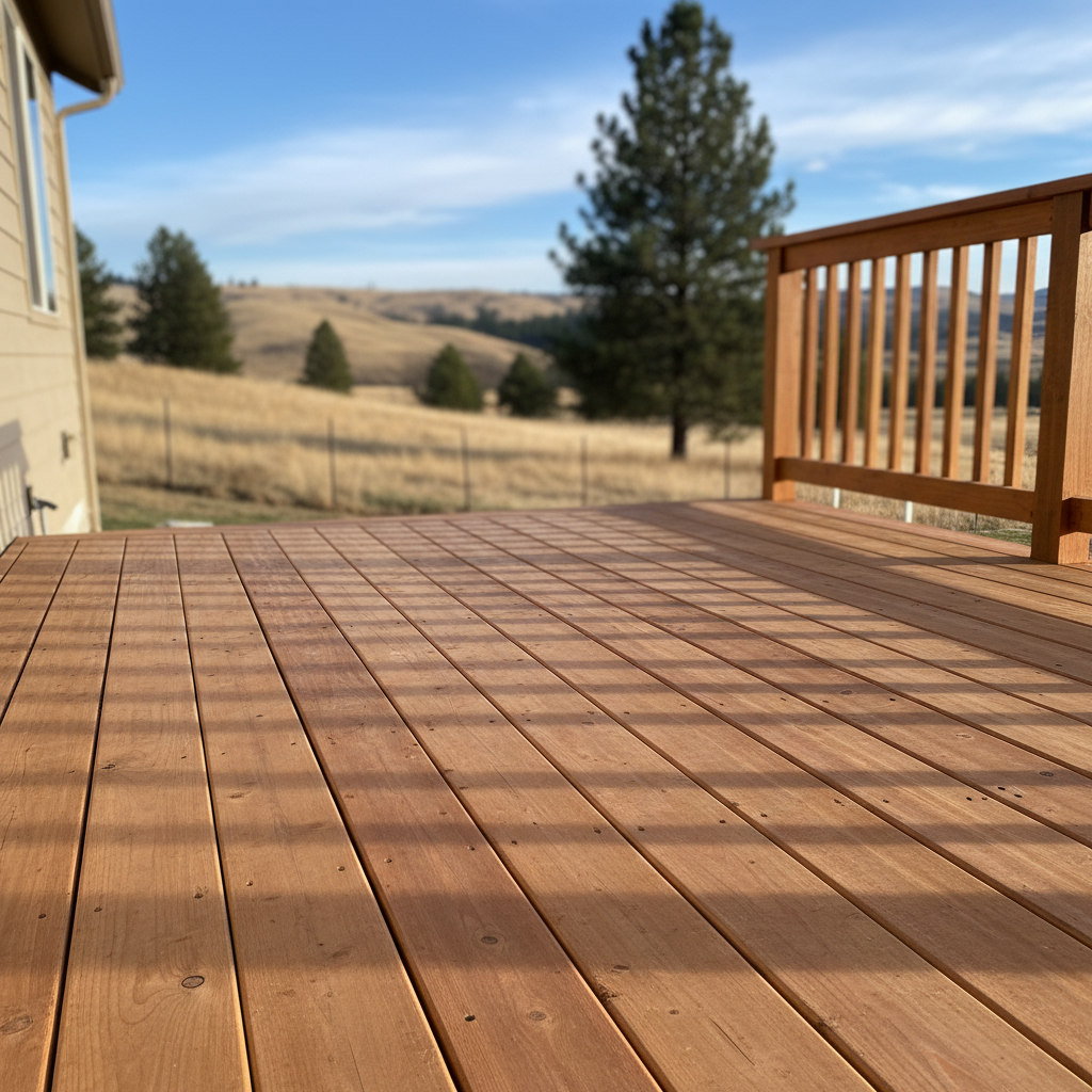 Completed deck construction work at a residential property in Richland, WA