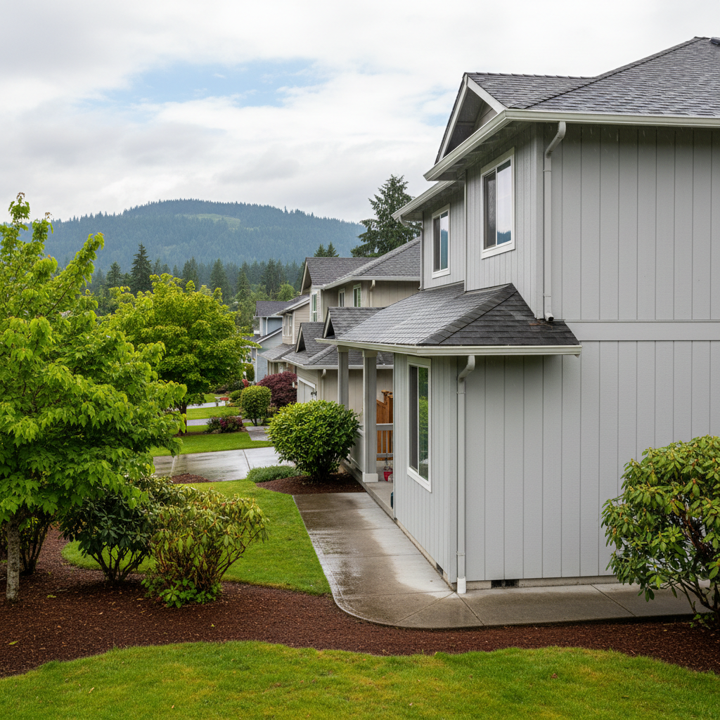 Completed gutter cleaning work at a residential property in Renton, WA