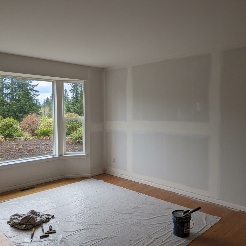Completed wallpaper removal work at a residential property in Tacoma, WA