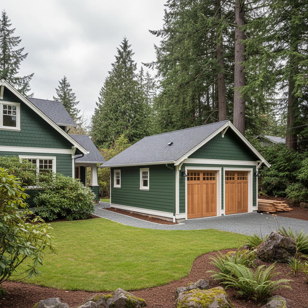 Completed garage design & building work at a residential property in Seattle, WA