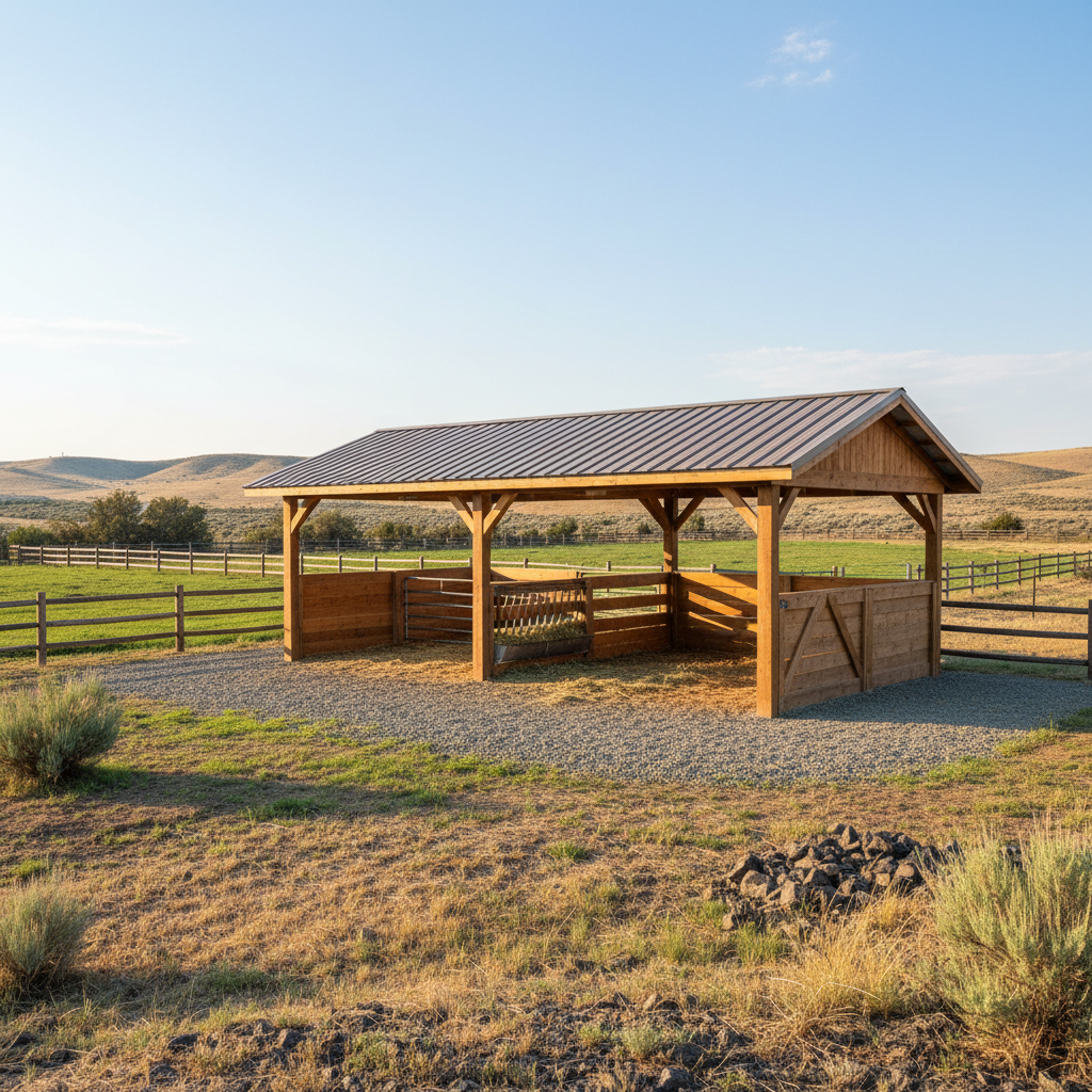 Completed livestock shelters work at a residential property in Kennewick, WA