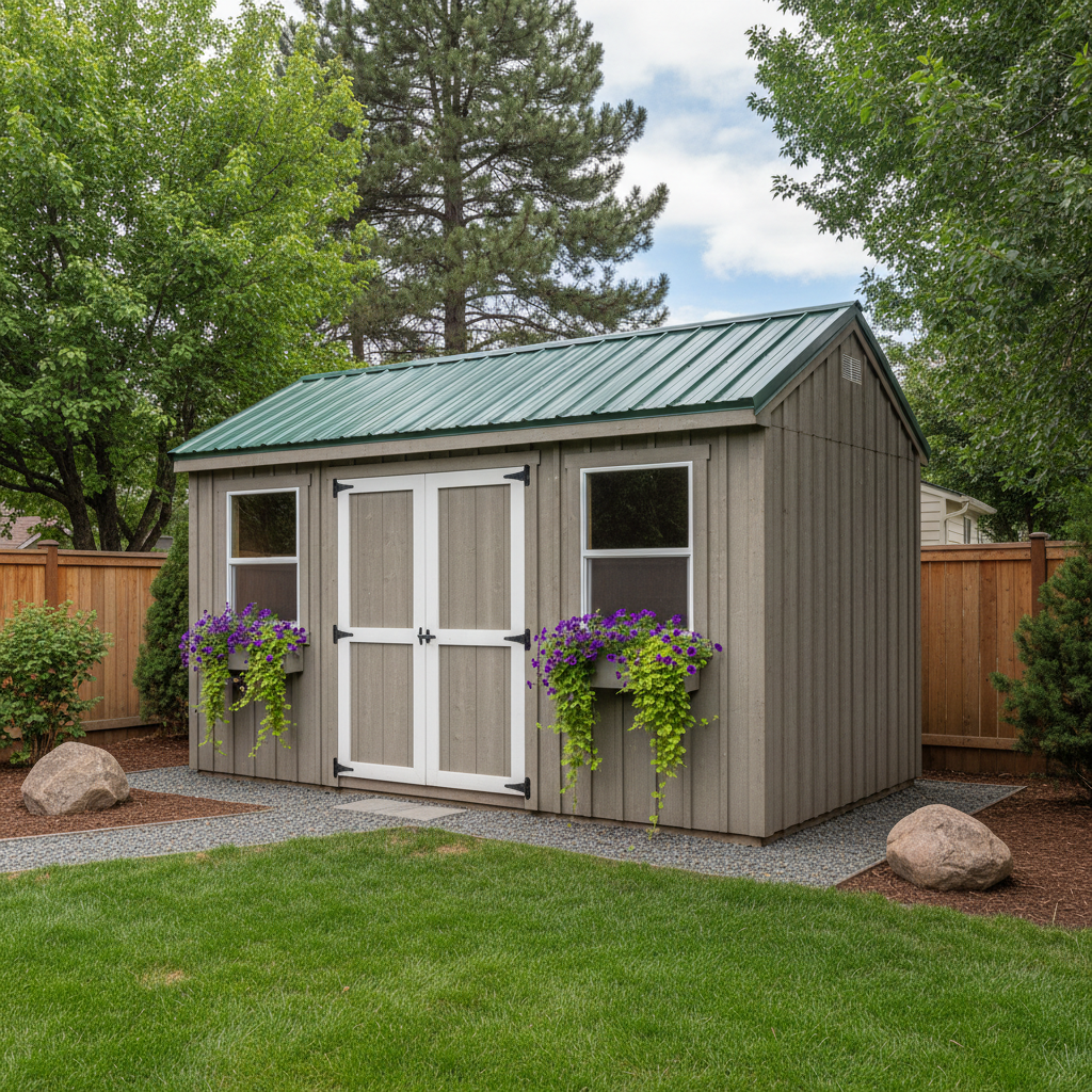 Completed custom shed design work at a residential property in Spokane, WA