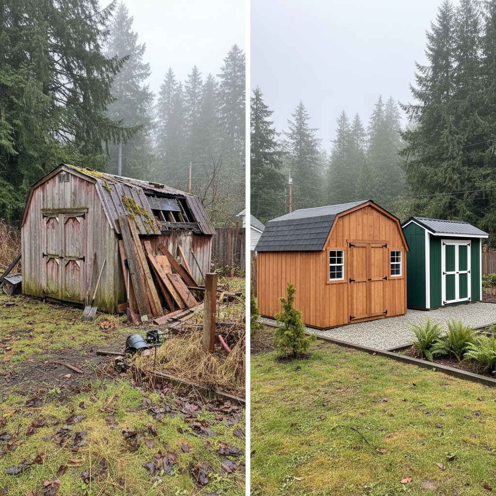 Completed garden sheds work at a residential property in Raymond, WA
