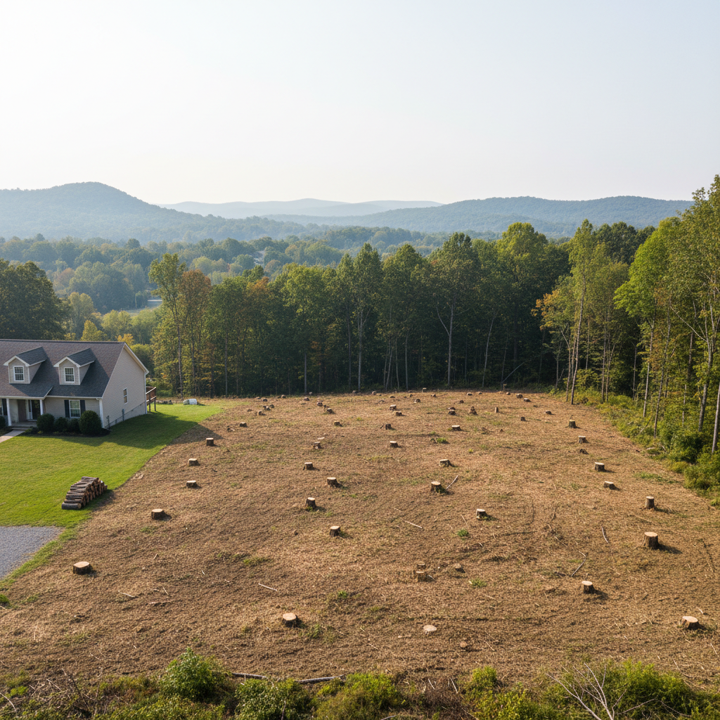 Completed lot clearing work at a residential property in Morgantown, WV