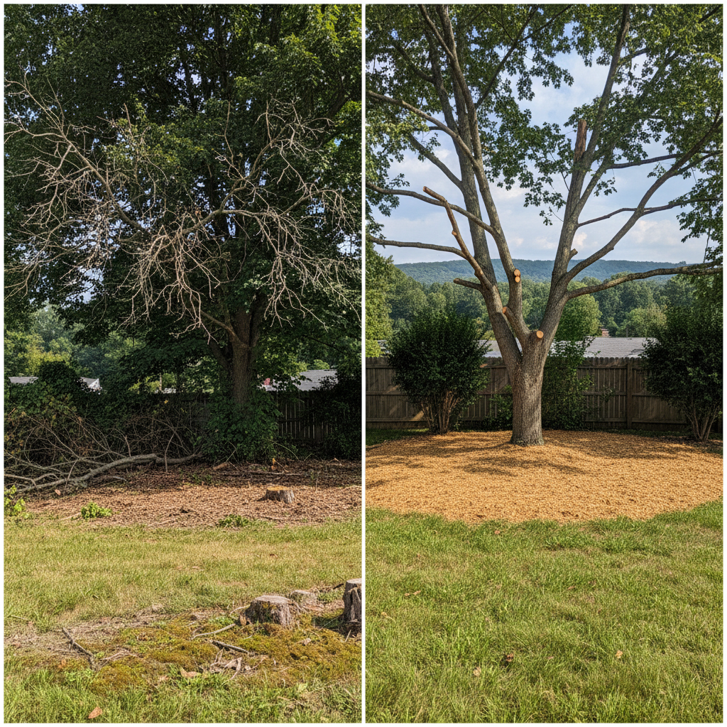 Completed tree pruning work at a residential property in Morgantown, WV