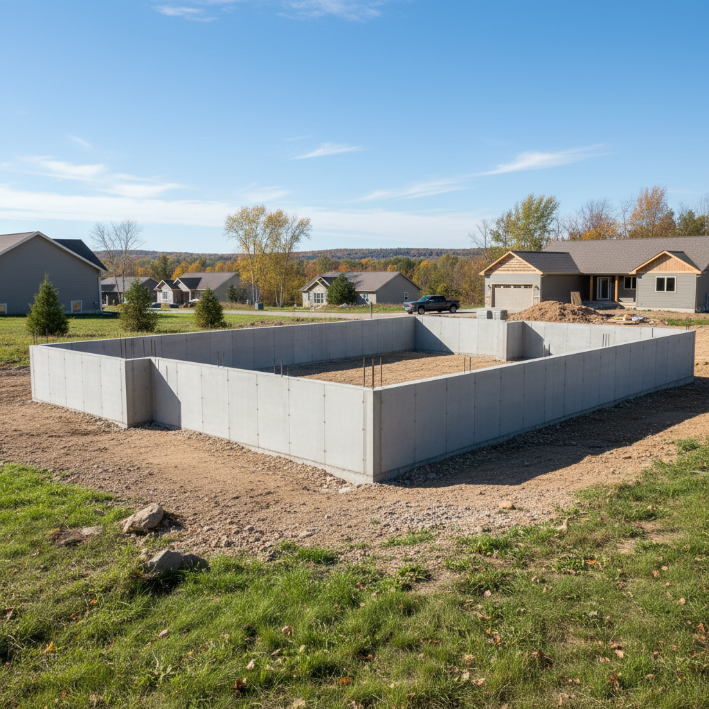 Completed concrete foundations work at a residential property in Menomonie, WI