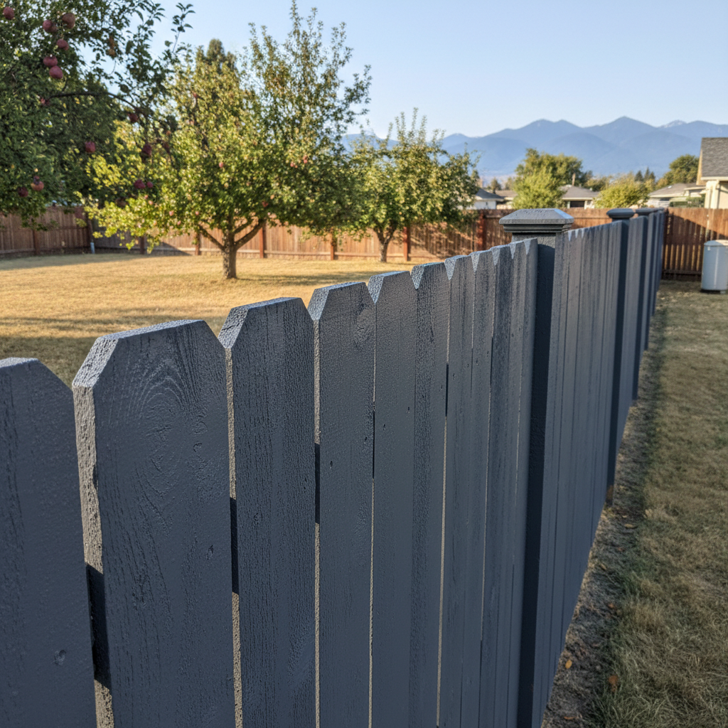 Completed fence painting work at a residential property in Yakima, WA