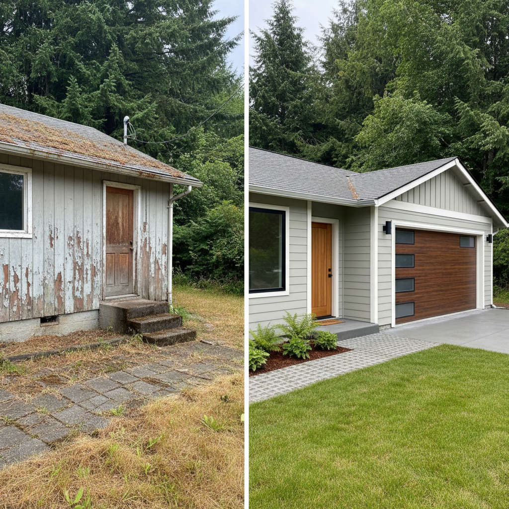 Completed garage conversion work at a residential property in Beaverton, OR