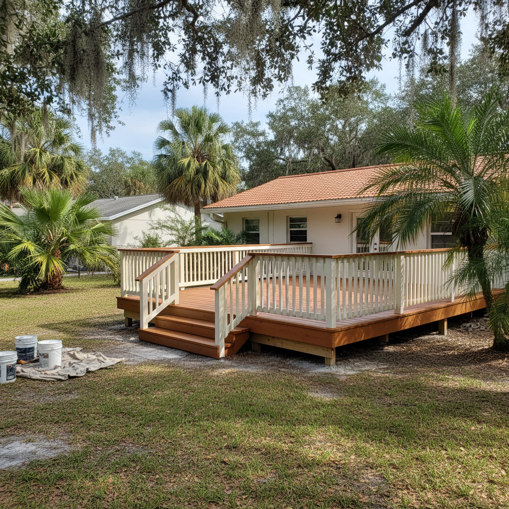Completed deck painting & staining work at a residential property in Orlando, FL