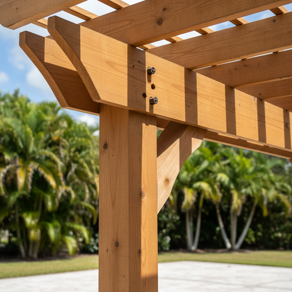 Completed pergola construction work at a residential property in Orlando, FL