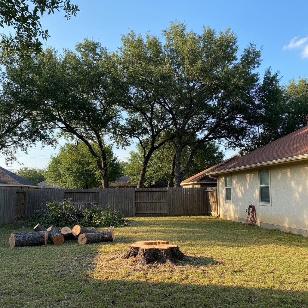 Completed tree removal work at a residential property in Hondo, TX