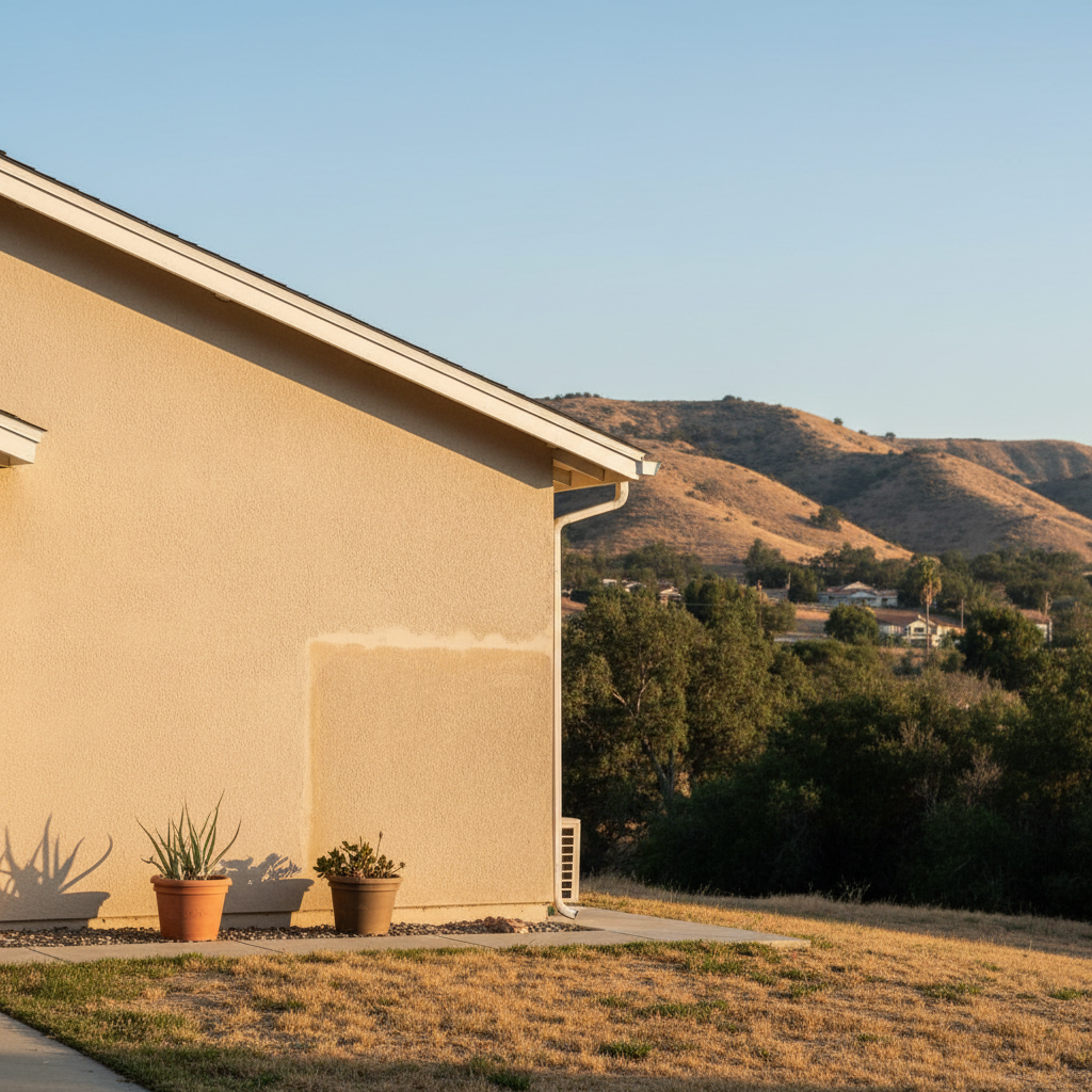 Completed stucco repair work at a residential property in Hemet, CA