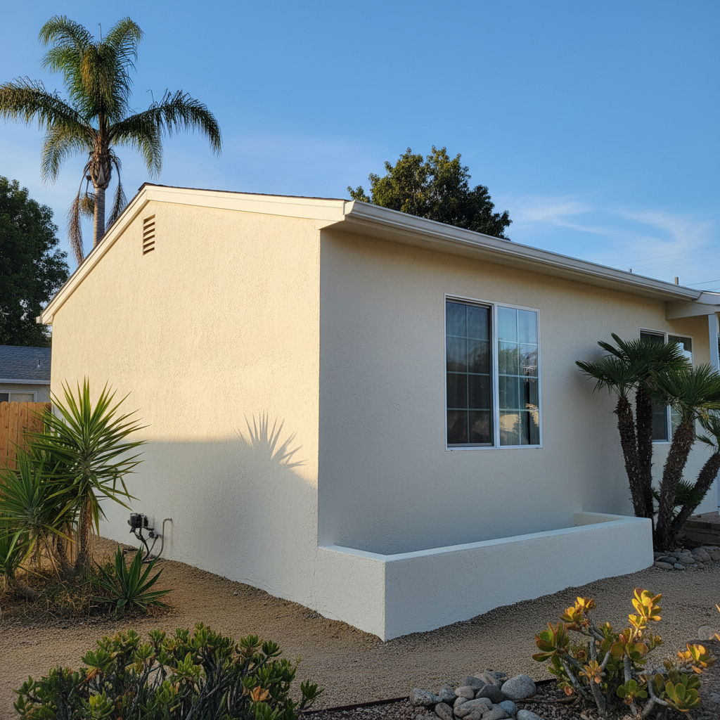 Completed stucco installation work at a residential property in Hawthorne, CA