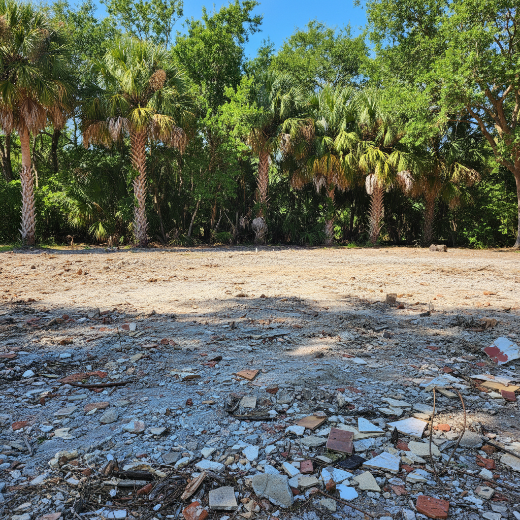 Completed residential demolition work at a residential property in Pensacola, FL