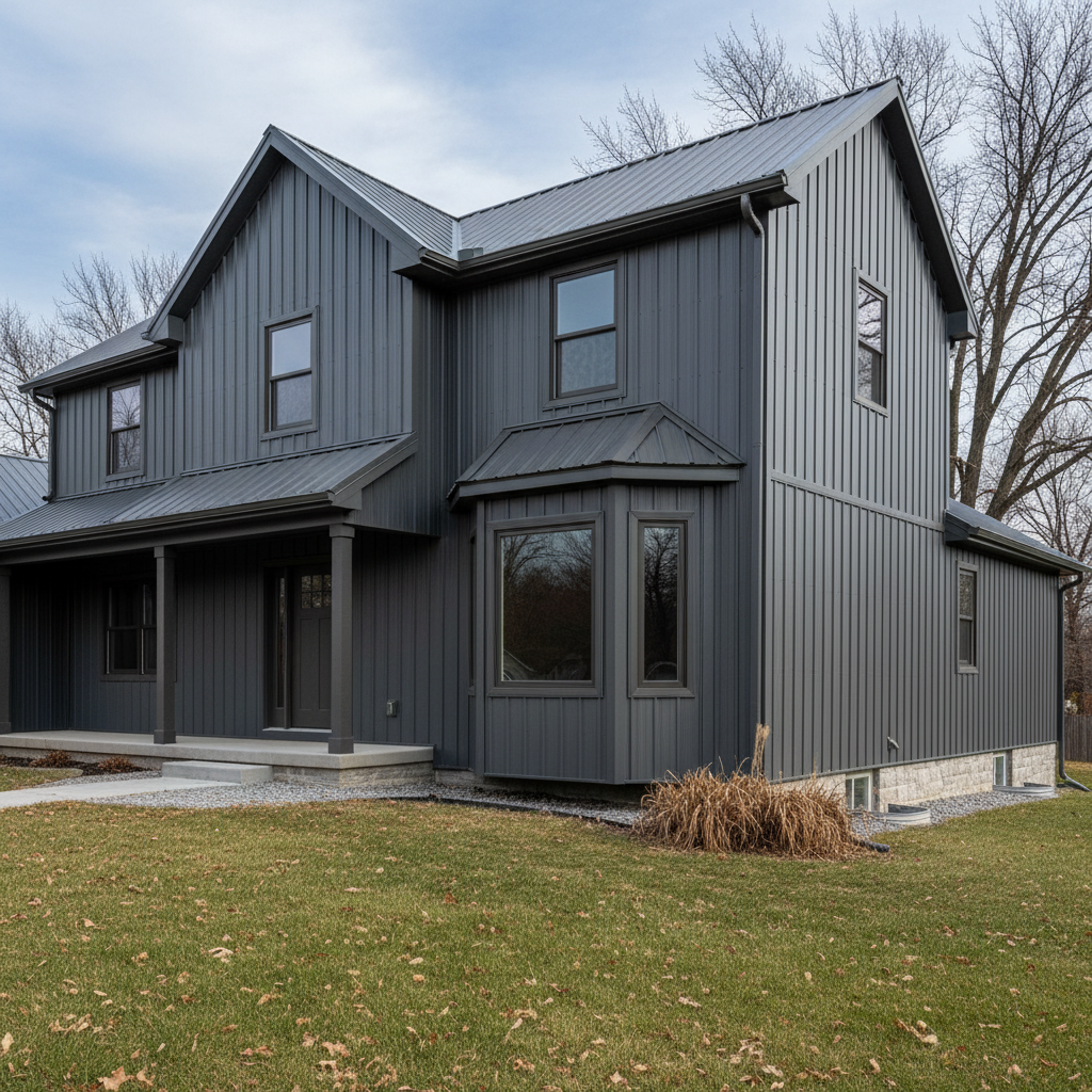 Completed metal siding work at a residential property in Lawrence, KS