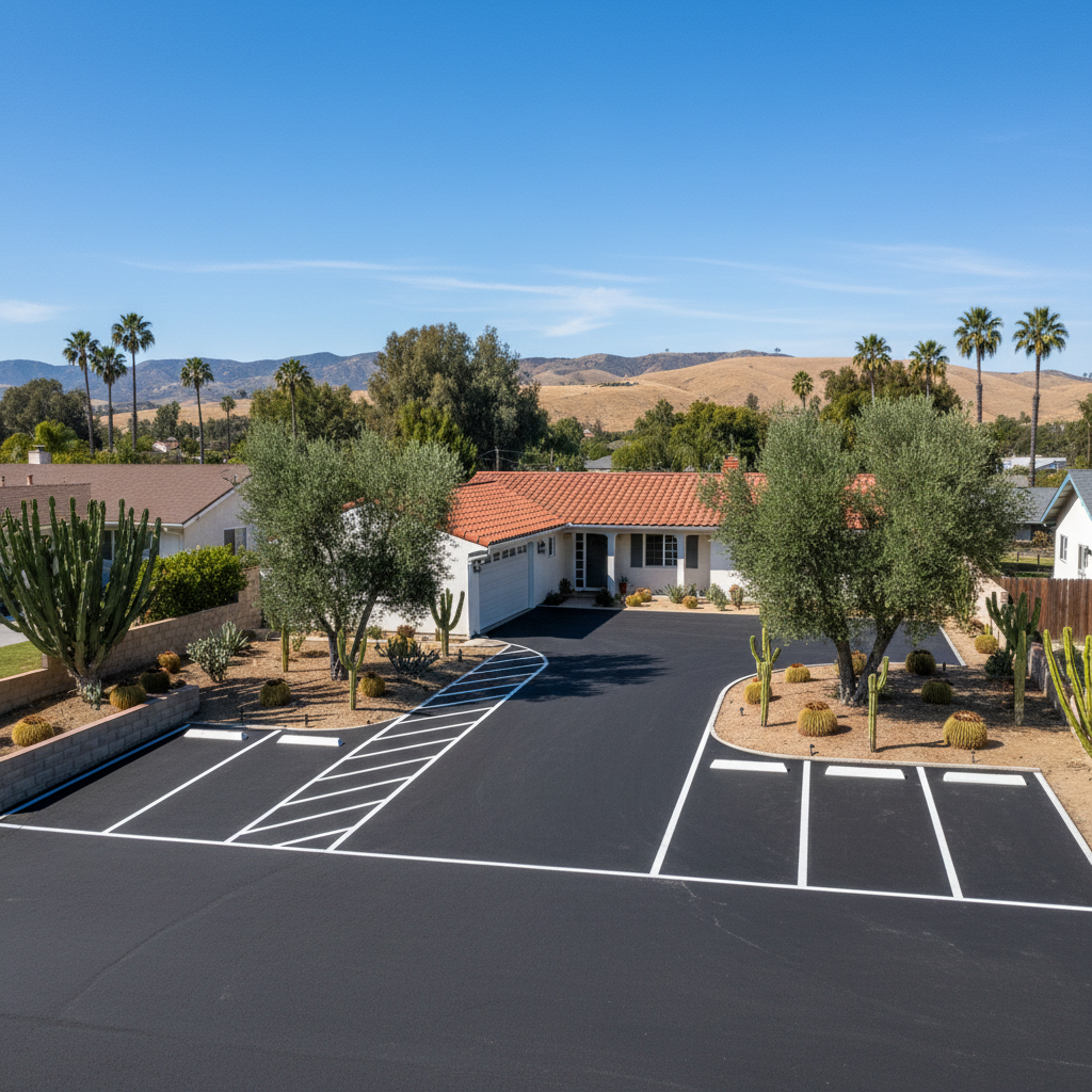 Completed asphalt striping work at a residential property in Van Nuys, CA