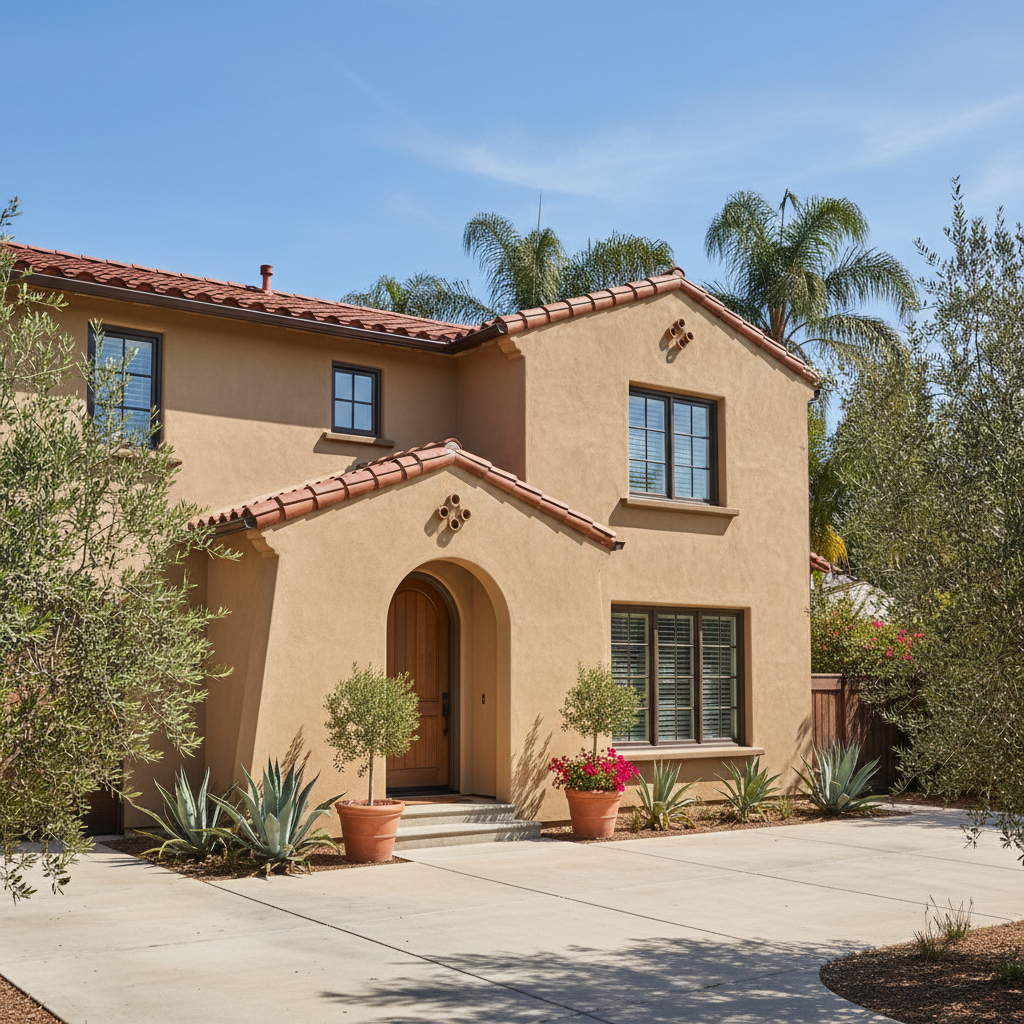 Completed stucco installation work at a residential property in Garden Grove, CA