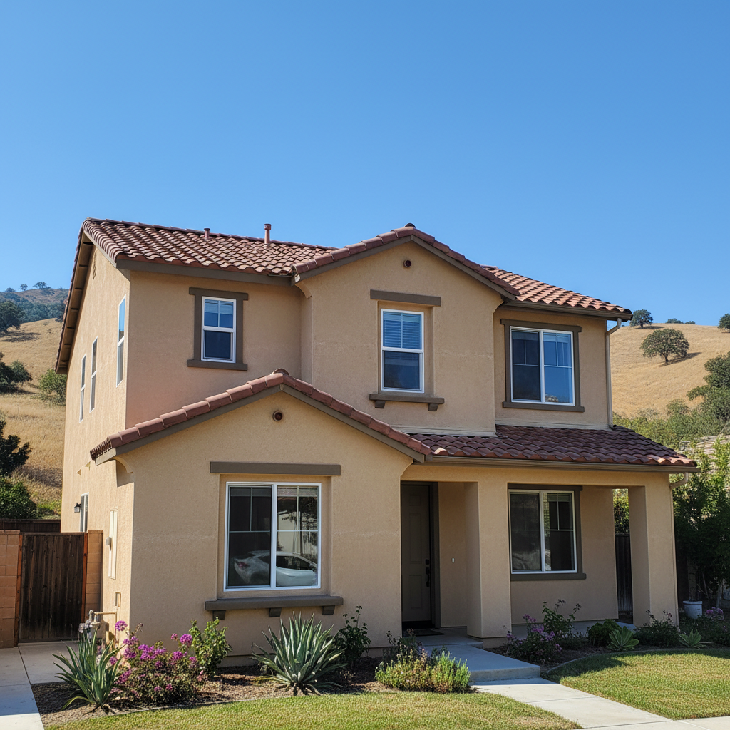 Completed stucco replacement work at a residential property in Irvine, CA