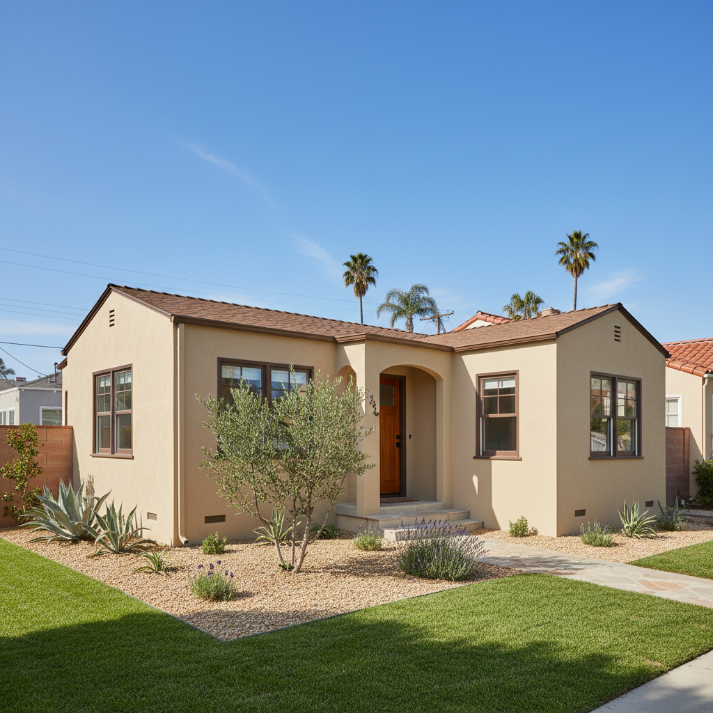 Completed stucco installation work at a residential property in Torrance, CA