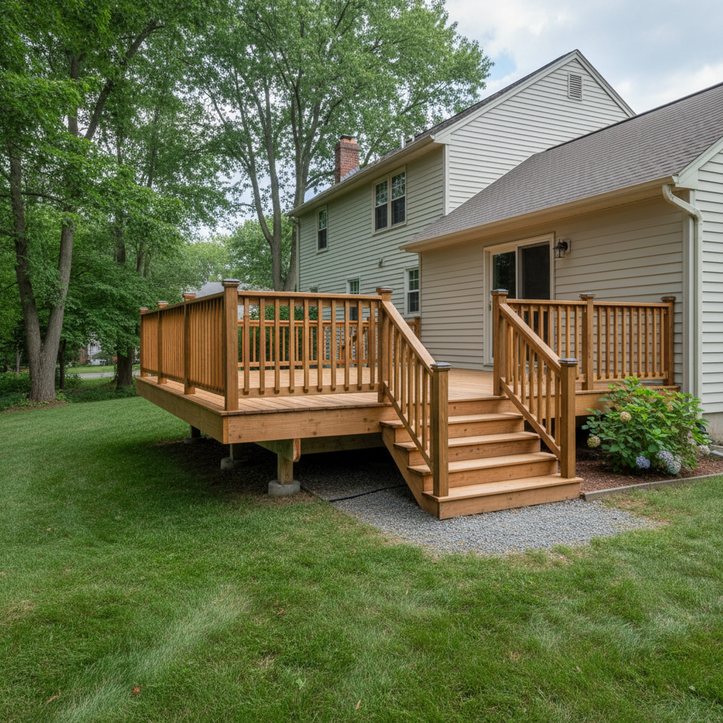 Completed deck repair work at a residential property in Bristol, CT