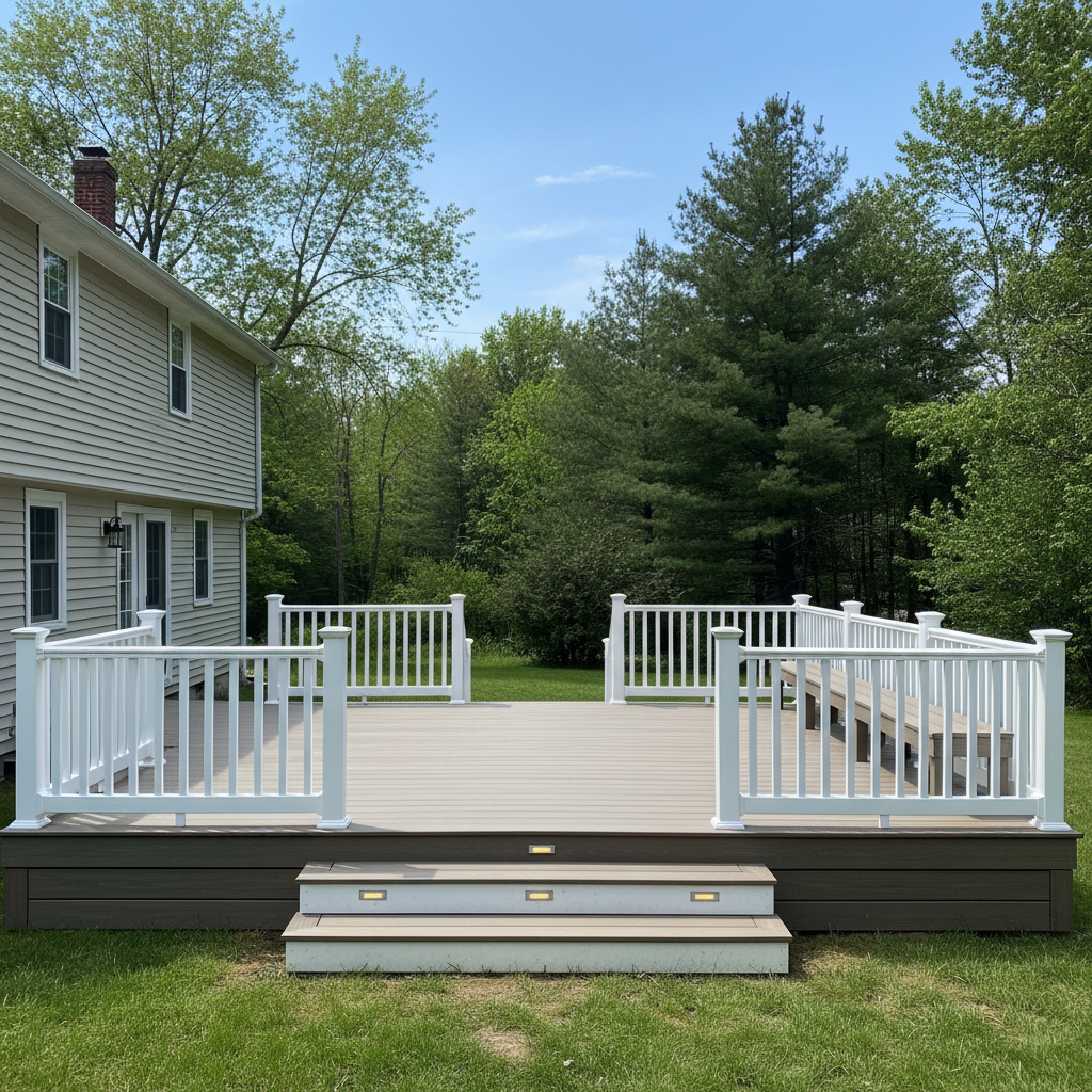 Completed composite decks work at a residential property in Bristol, CT