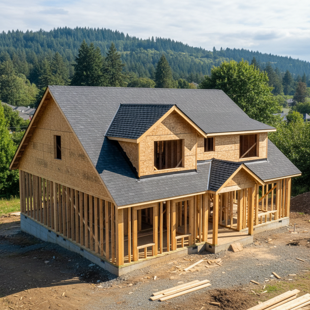 Completed framing & roofing work at a residential property in Hillsboro, OR