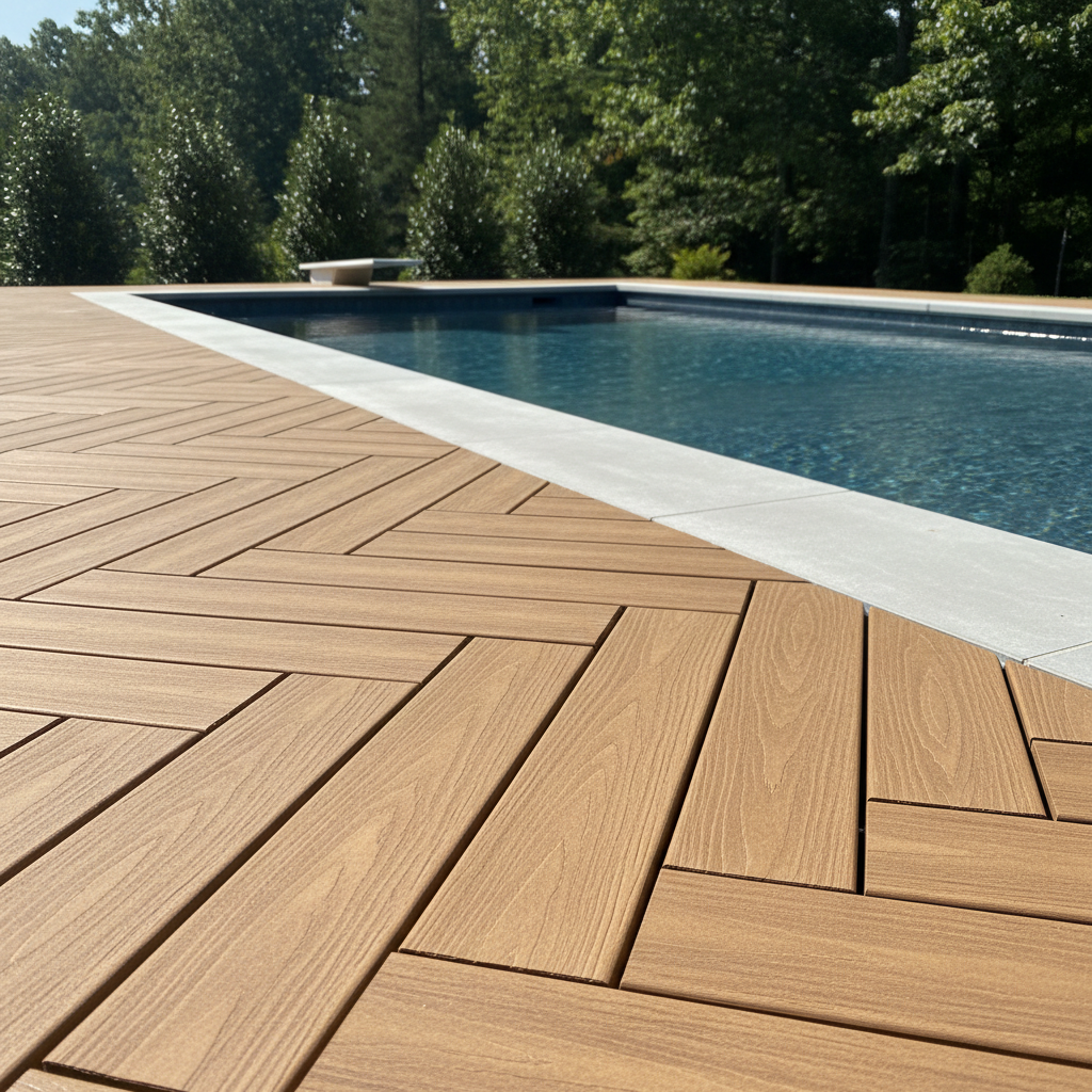 Completed pool decks work at a residential property in Knoxville, TN