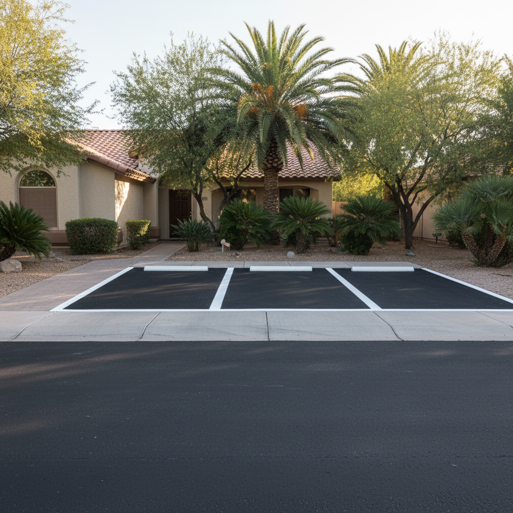 Completed asphalt striping work at a residential property in Chandler, AZ