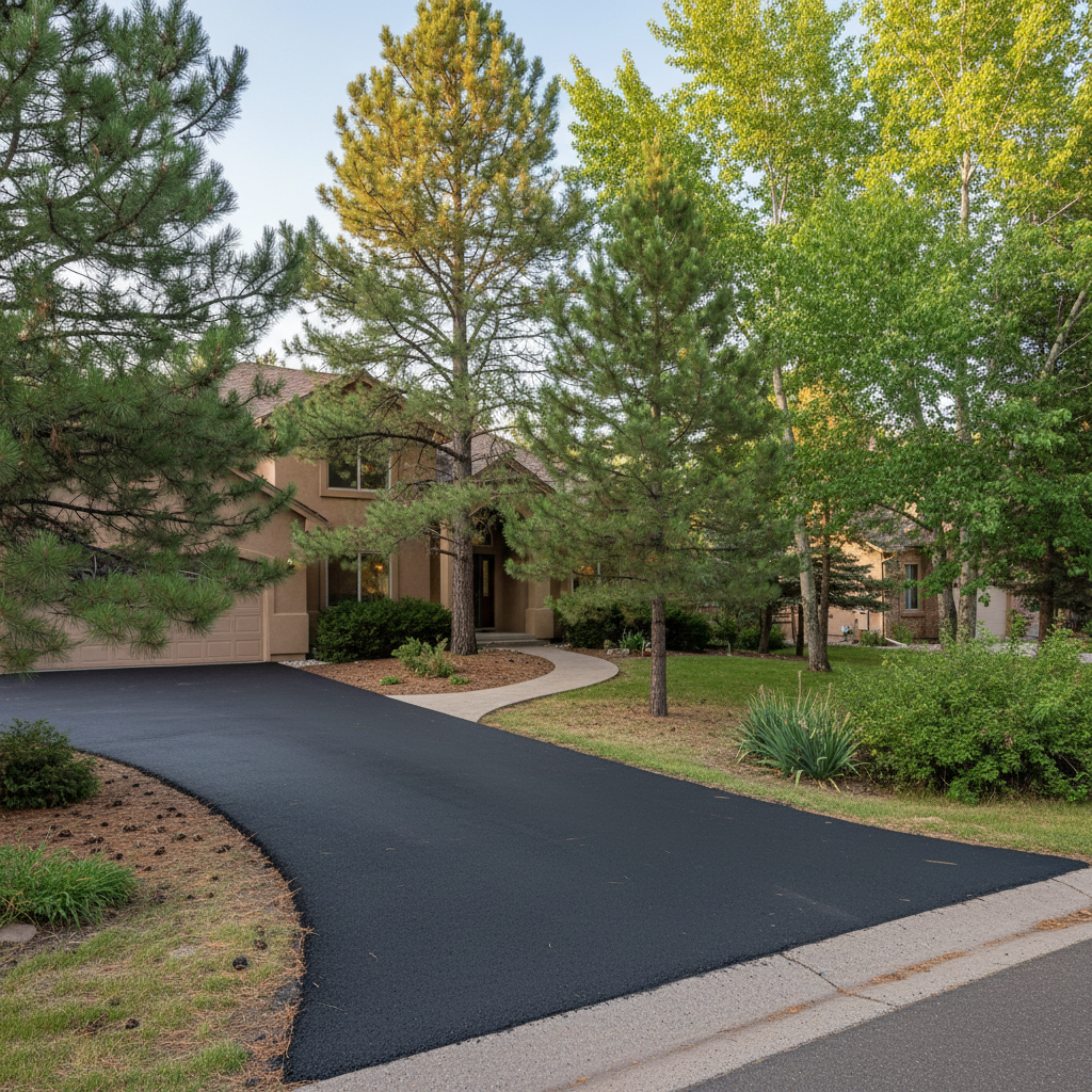 Completed asphalt repair work at a residential property in Flagstaff, AZ