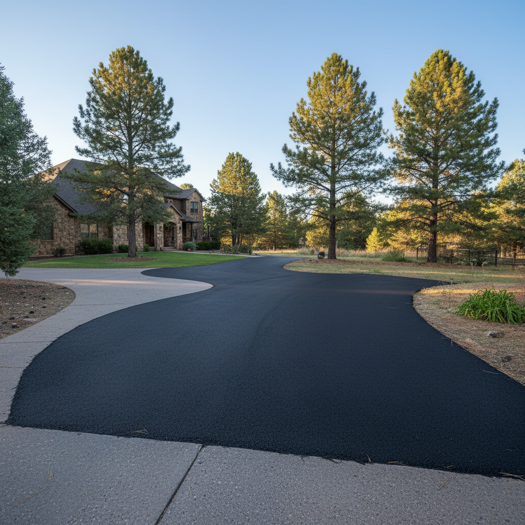 Completed asphalt repair work at a residential property in Flagstaff, AZ