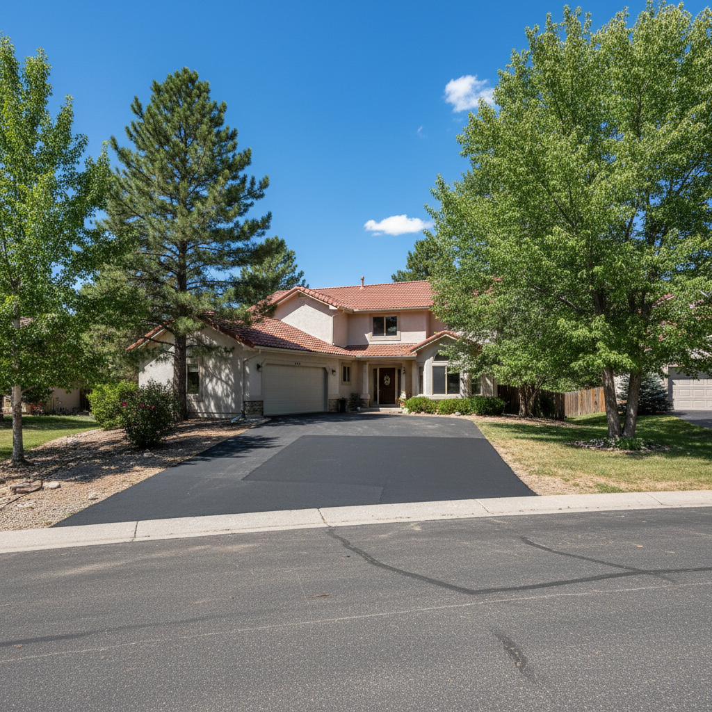 Completed asphalt patching work at a residential property in Flagstaff, AZ