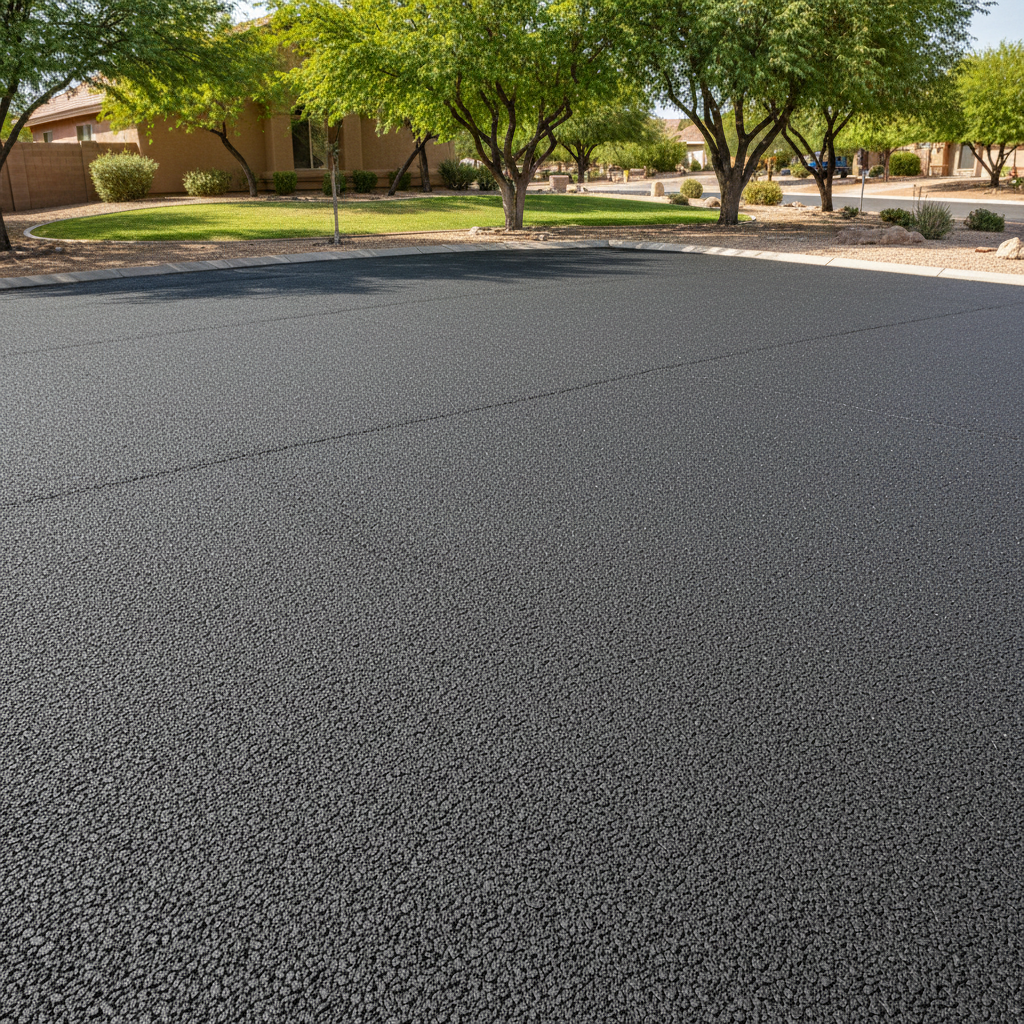 Completed parking lot paving work at a residential property in Mesa, AZ