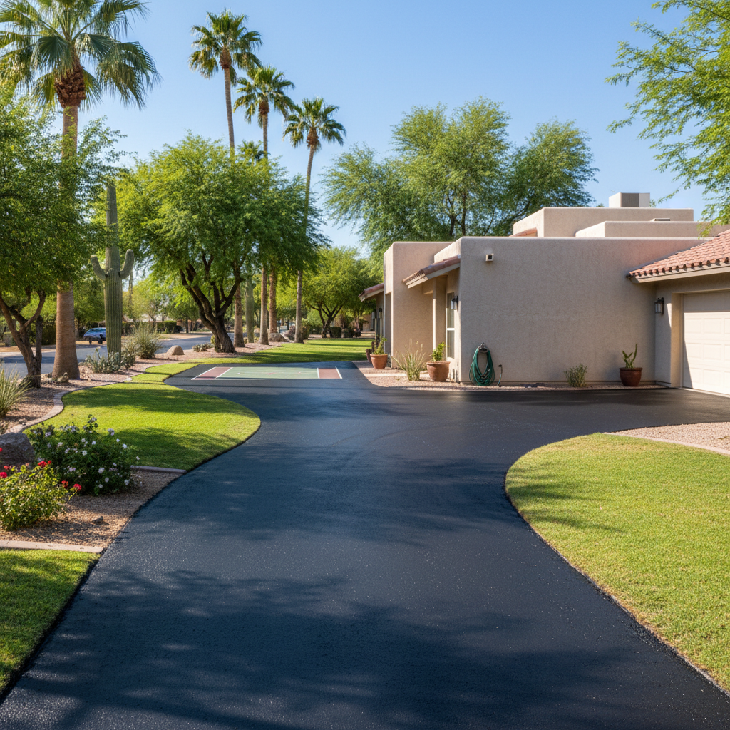 Completed slurry coating work at a residential property in Phoenix, AZ