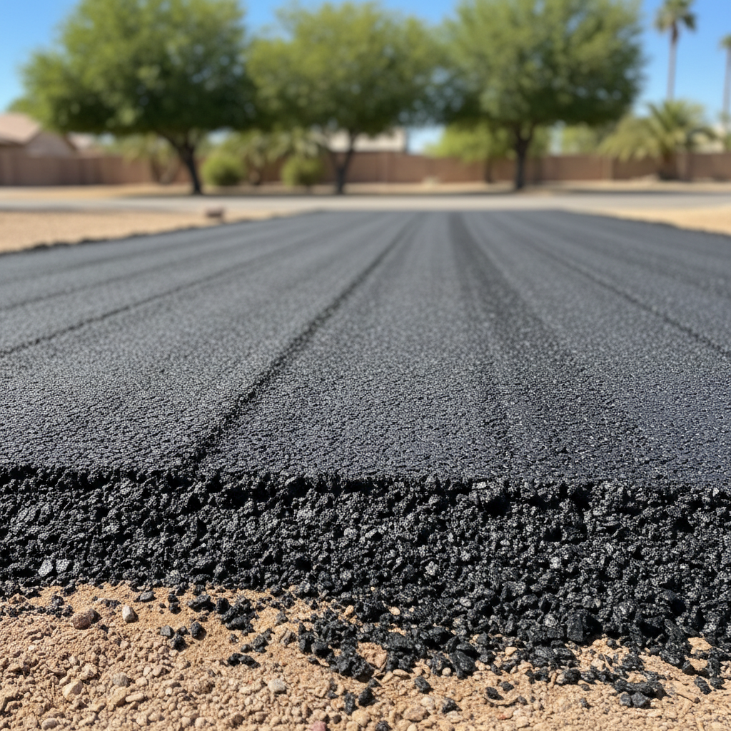 Completed asphalt milling work at a residential property in Peoria, AZ