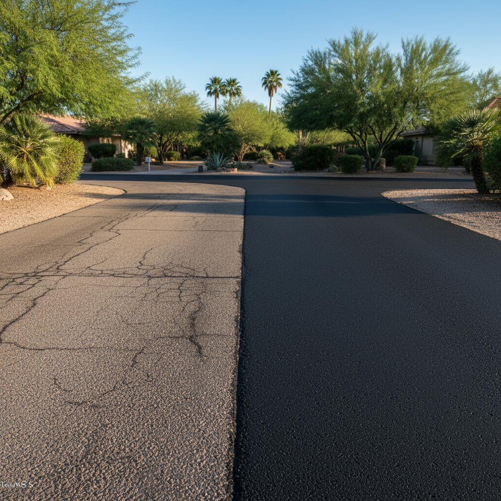 Completed commercial asphalt work at a residential property in Phoenix, AZ
