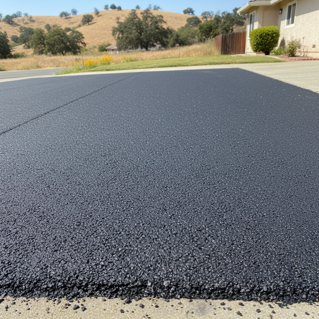 Completed asphalt patching work at a residential property in Chico, CA