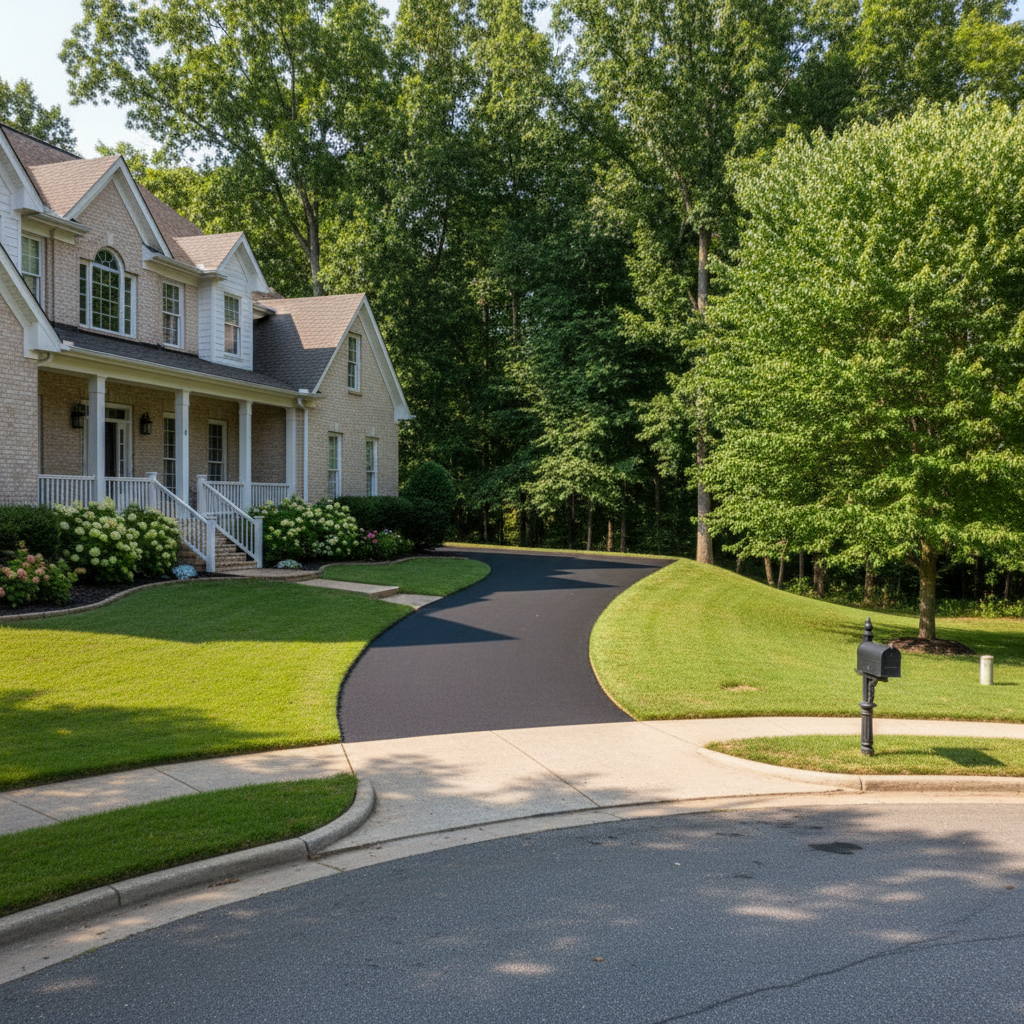 Completed asphalt paving work at a residential property in Bentonville, AR