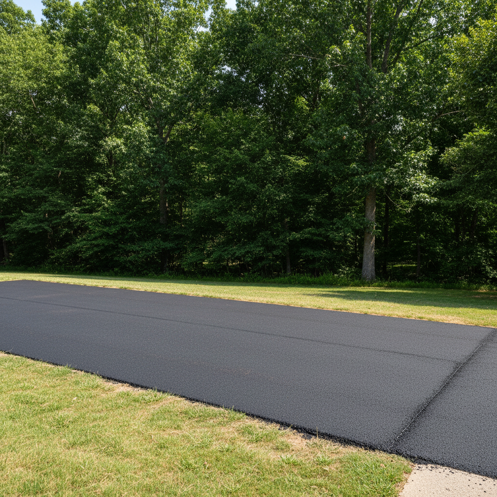 Completed asphalt repair work at a residential property in Fayetteville, AR