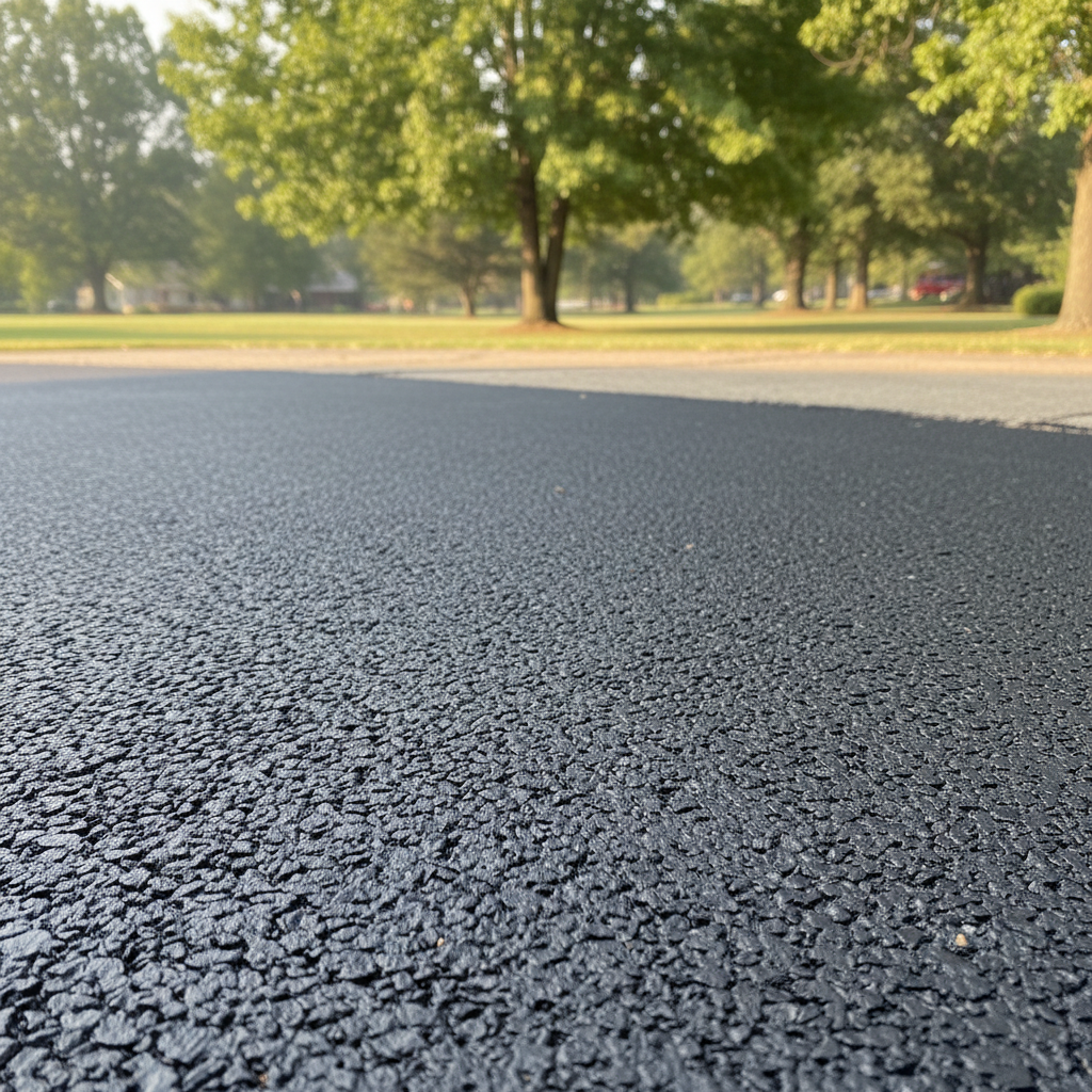 Completed asphalt patching work at a residential property in Fayetteville, AR