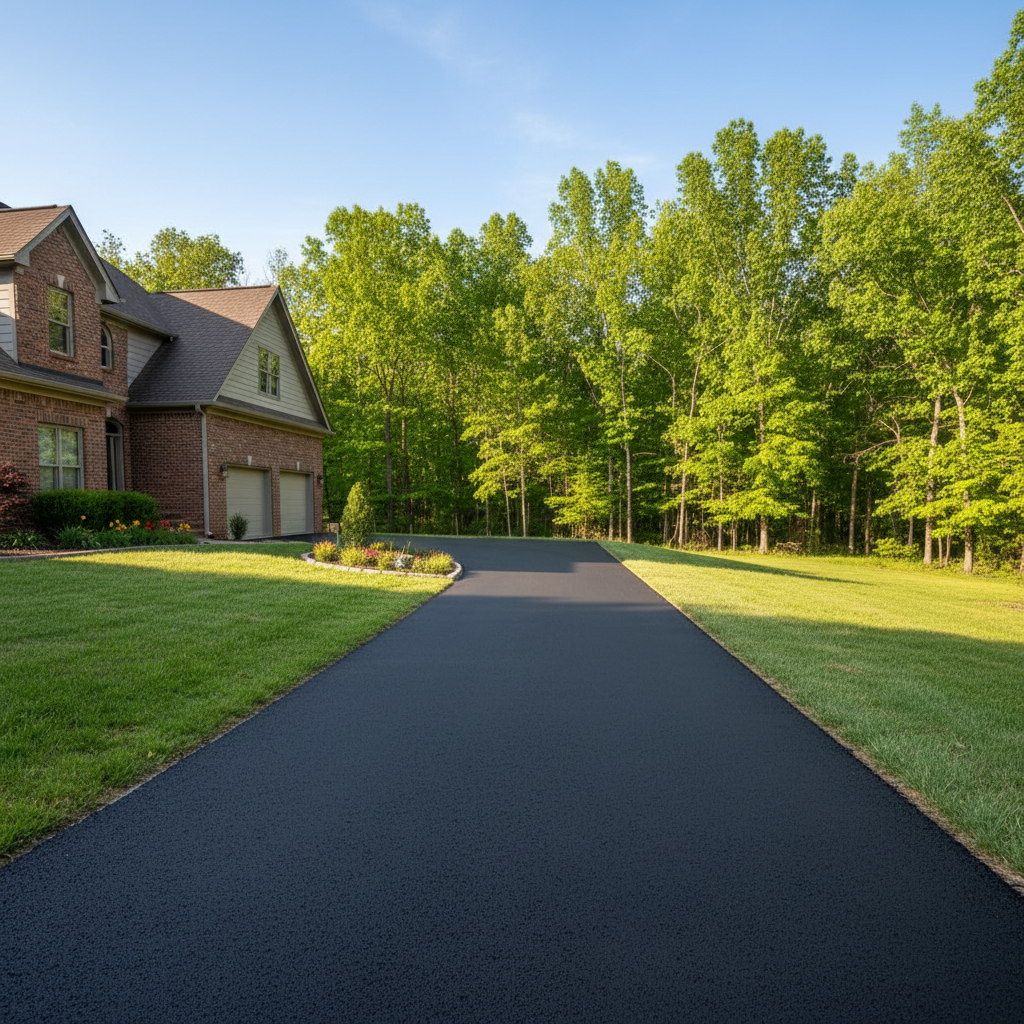 Completed driveway paving work at a residential property in Springdale, AR
