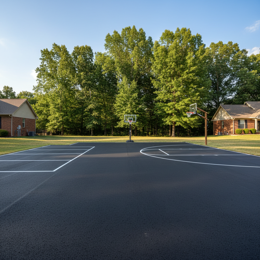 Completed asphalt striping work at a residential property in Springdale, AR