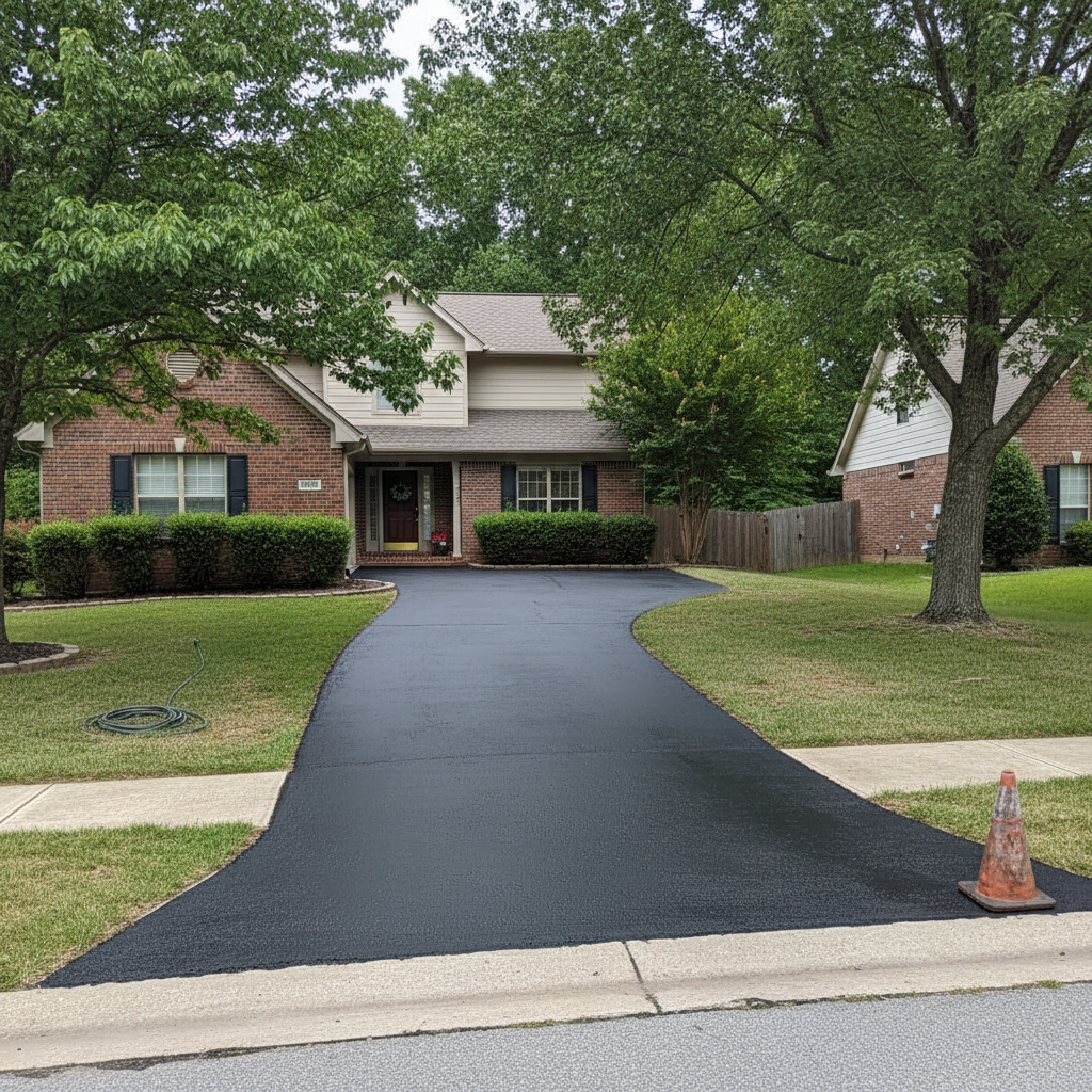 Completed asphalt sealcoating work at a residential property in Fort Smith, AR