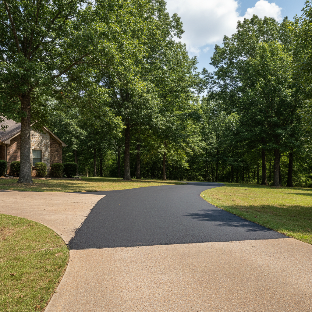 Completed asphalt repair work at a residential property in Lockesburg, AR