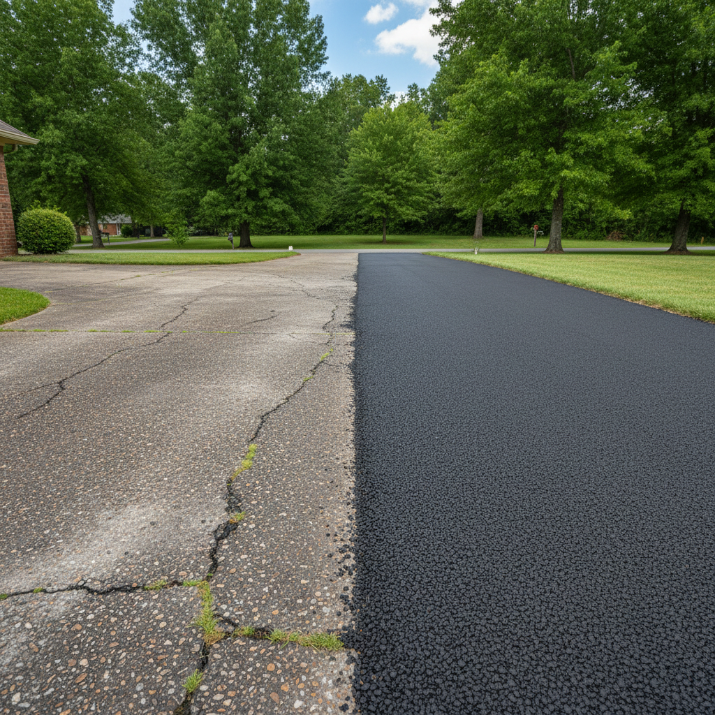 Completed asphalt milling work at a residential property in Lockesburg, AR