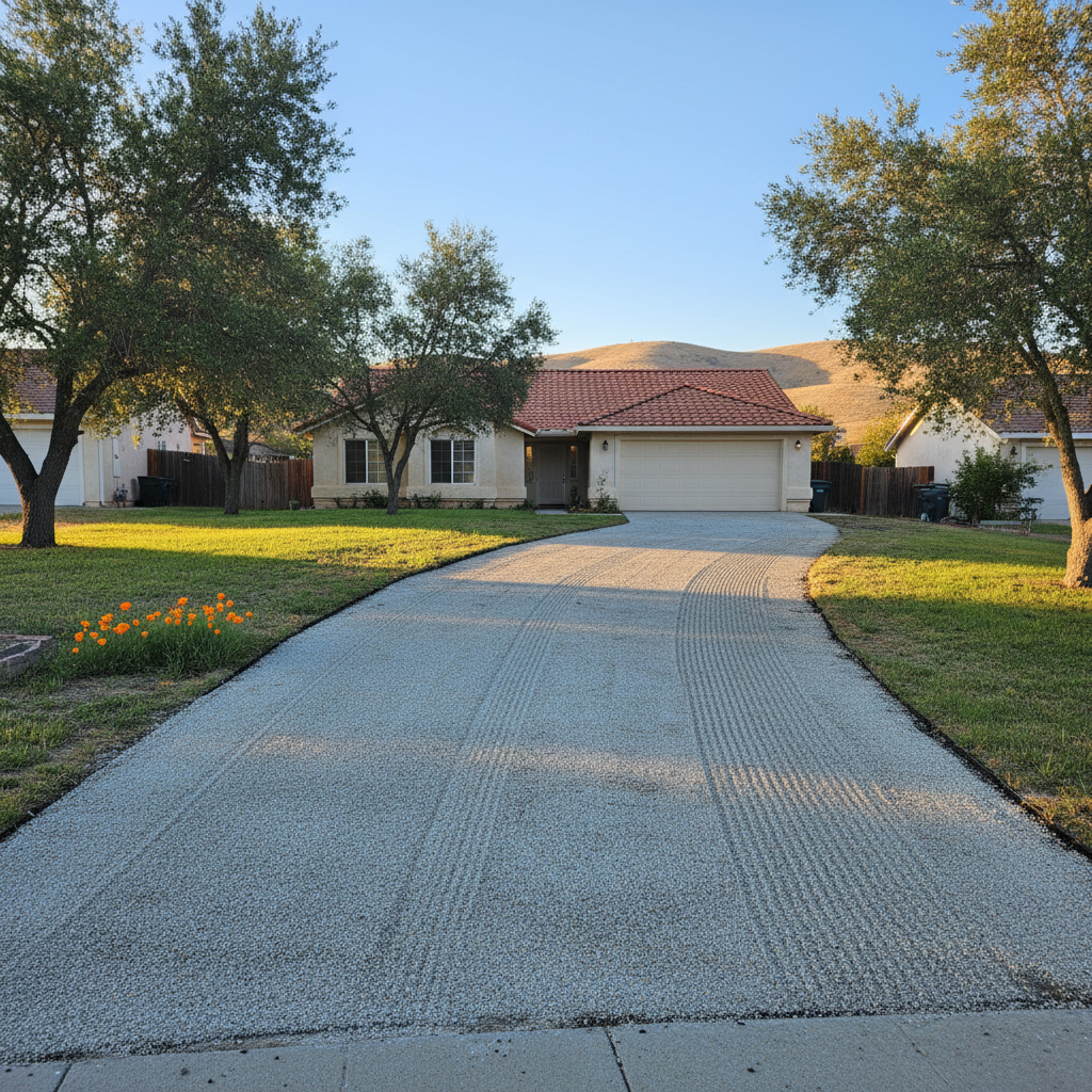Completed asphalt milling work at a residential property in Kingsburg, CA