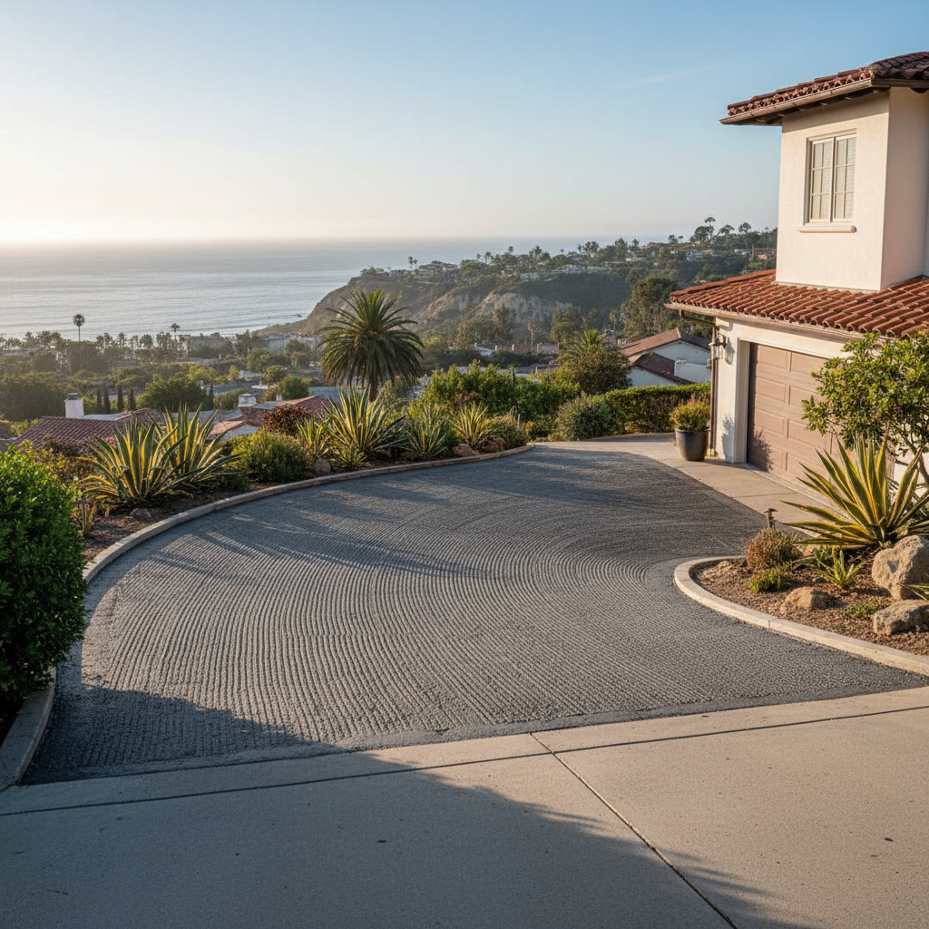 Completed asphalt milling work at a residential property in Laguna Beach, CA