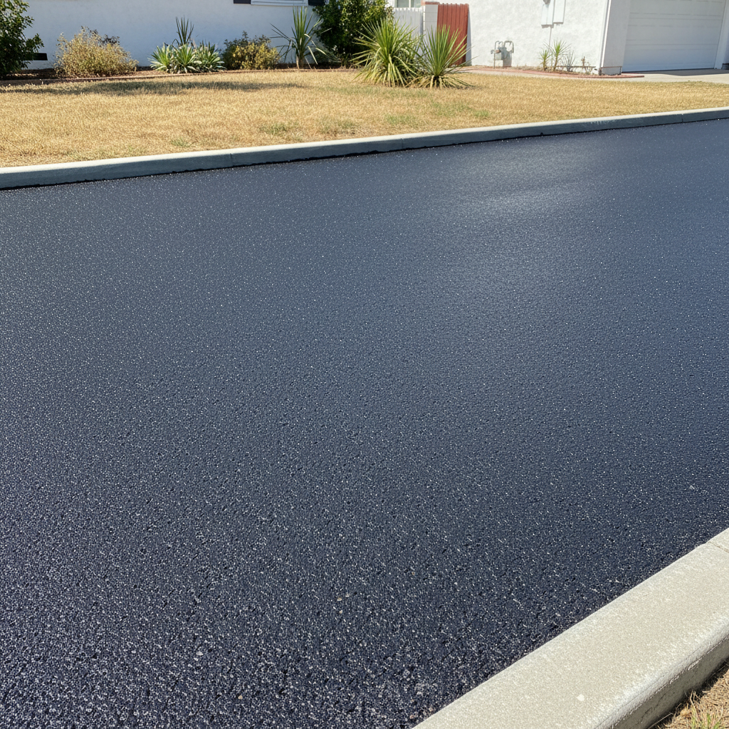 Completed asphalt paving work at a residential property in Hawthorne, CA