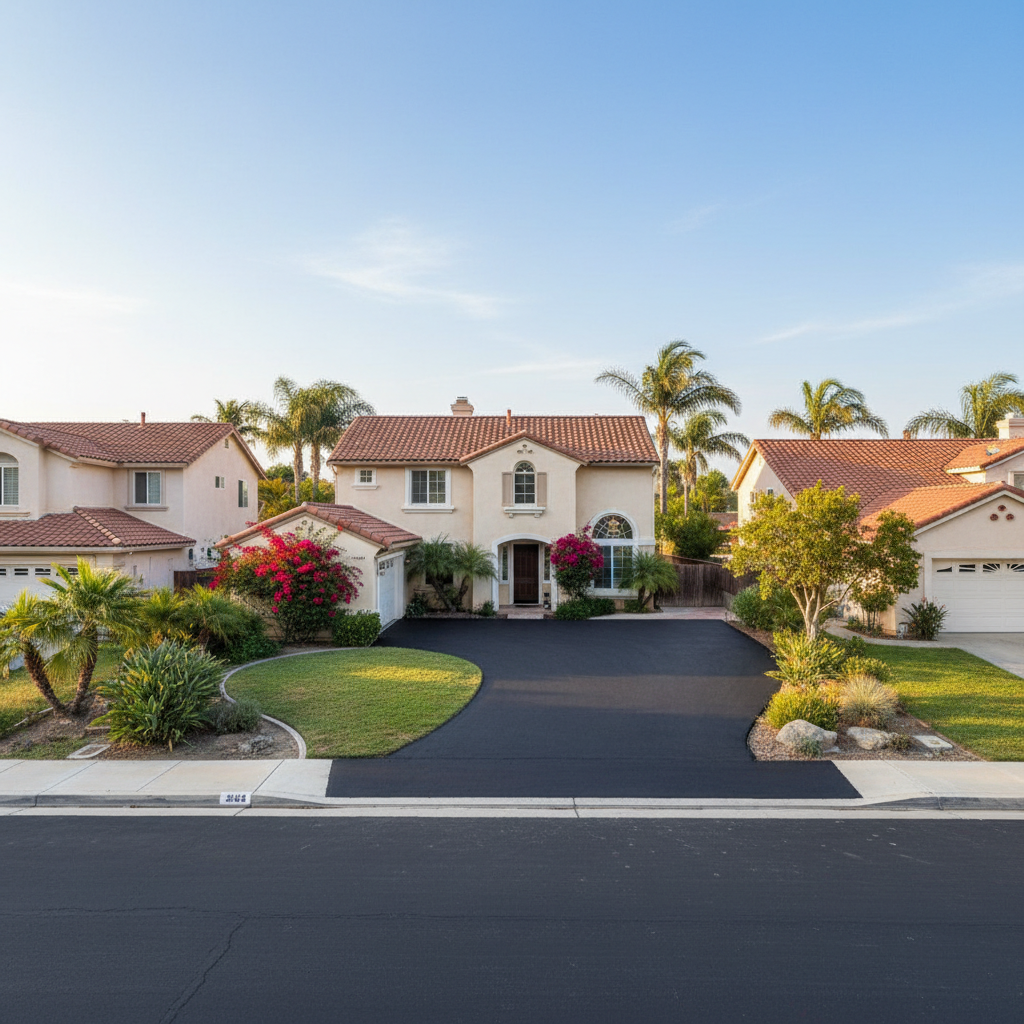 Completed residential asphalt work at a residential property in Westminster, CA
